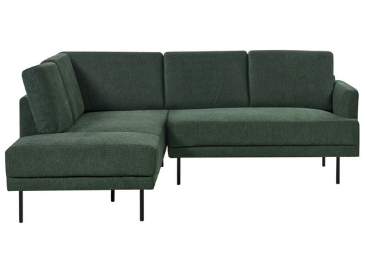 Right Hand 4 Seater Fabric Corner Sofa Dark Green BREDA