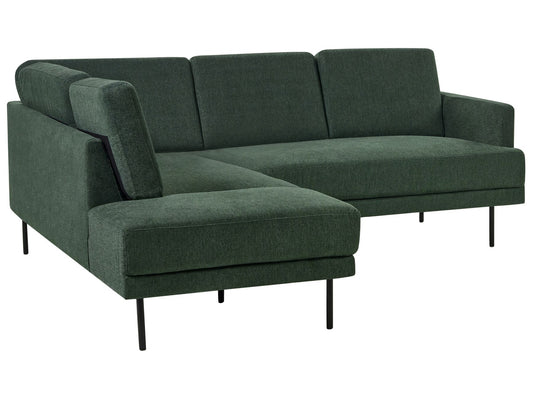 Right Hand 4 Seater Fabric Corner Sofa Dark Green BREDA