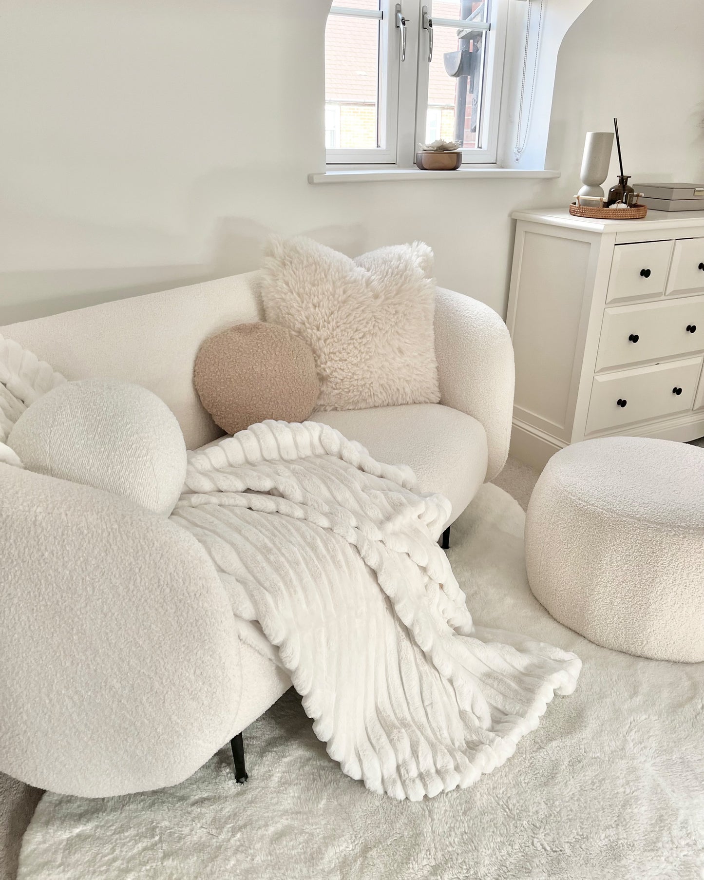 2 Seater Fabric Sofa Black and White LOEN