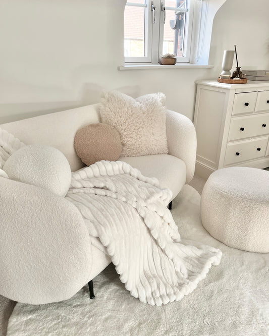 2 Seater Fabric Sofa Black and White LOEN