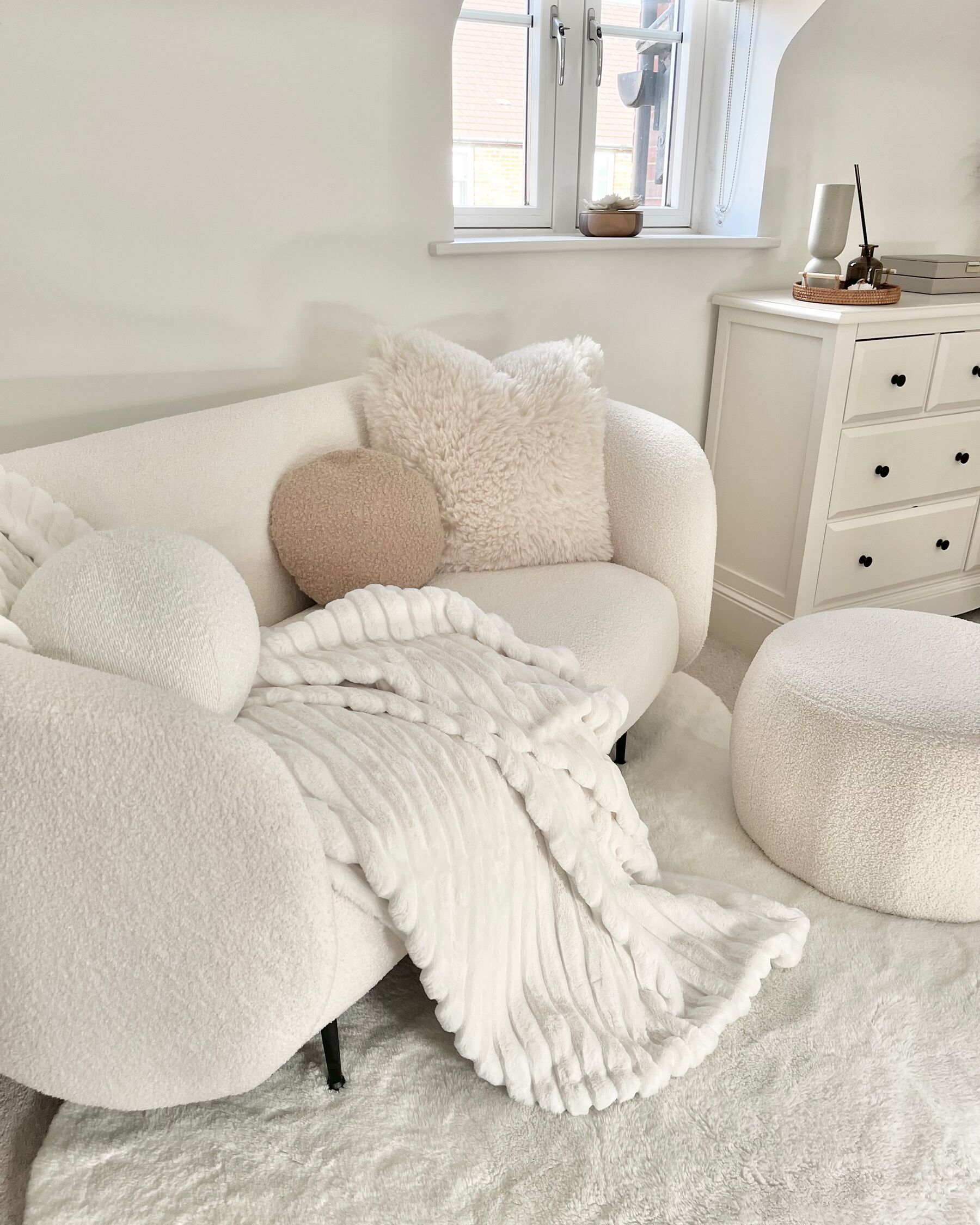 2 Seater Fabric Sofa Black and White LOEN