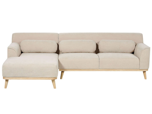 Right Hand Jumbo Cord Corner Sofa Beige SIMOS