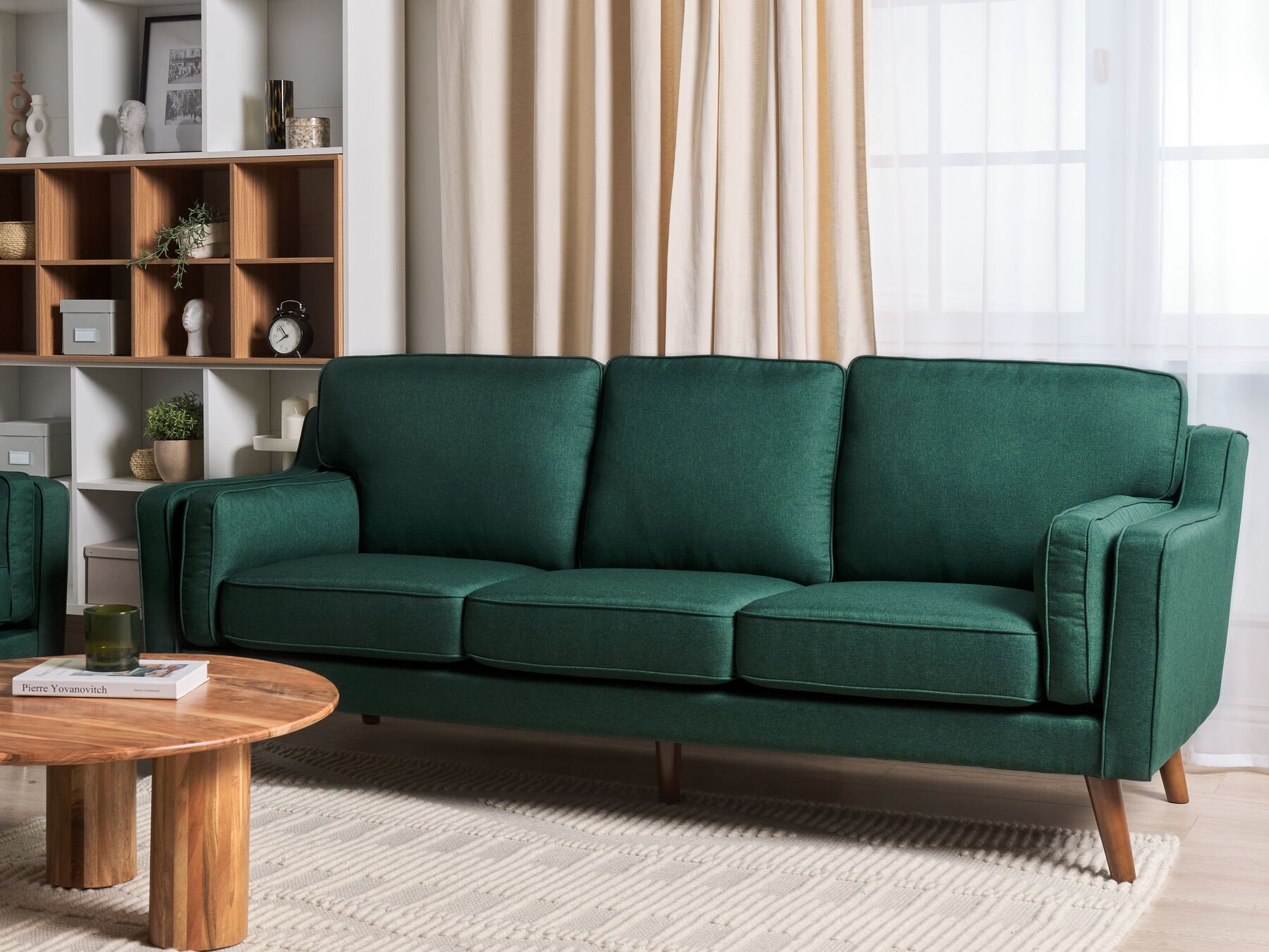 3 Seater Fabric Sofa Dark Green LOKKA
