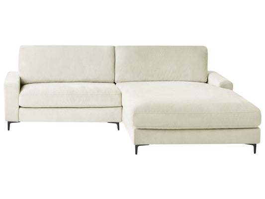 Left Hand Fabric Corner Sofa Off-White MALOY