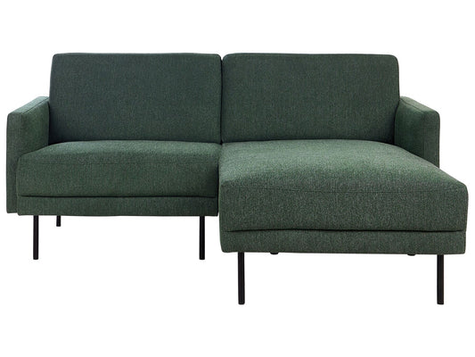 Left Hand 2 Seater Fabric Corner Sofa Dark Green BREDA
