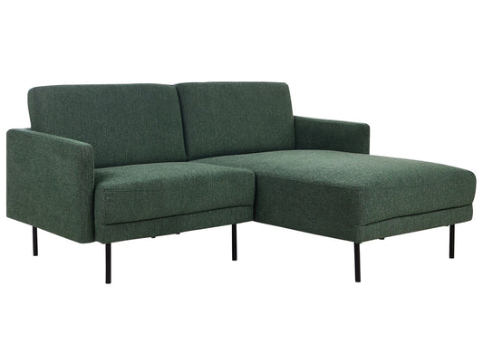 Left Hand 2 Seater Fabric Corner Sofa Dark Green BREDA