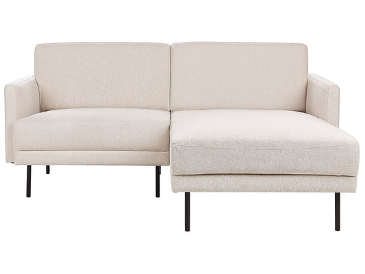 Left Hand 2 Seater Fabric Corner Sofa Beige BREDA
