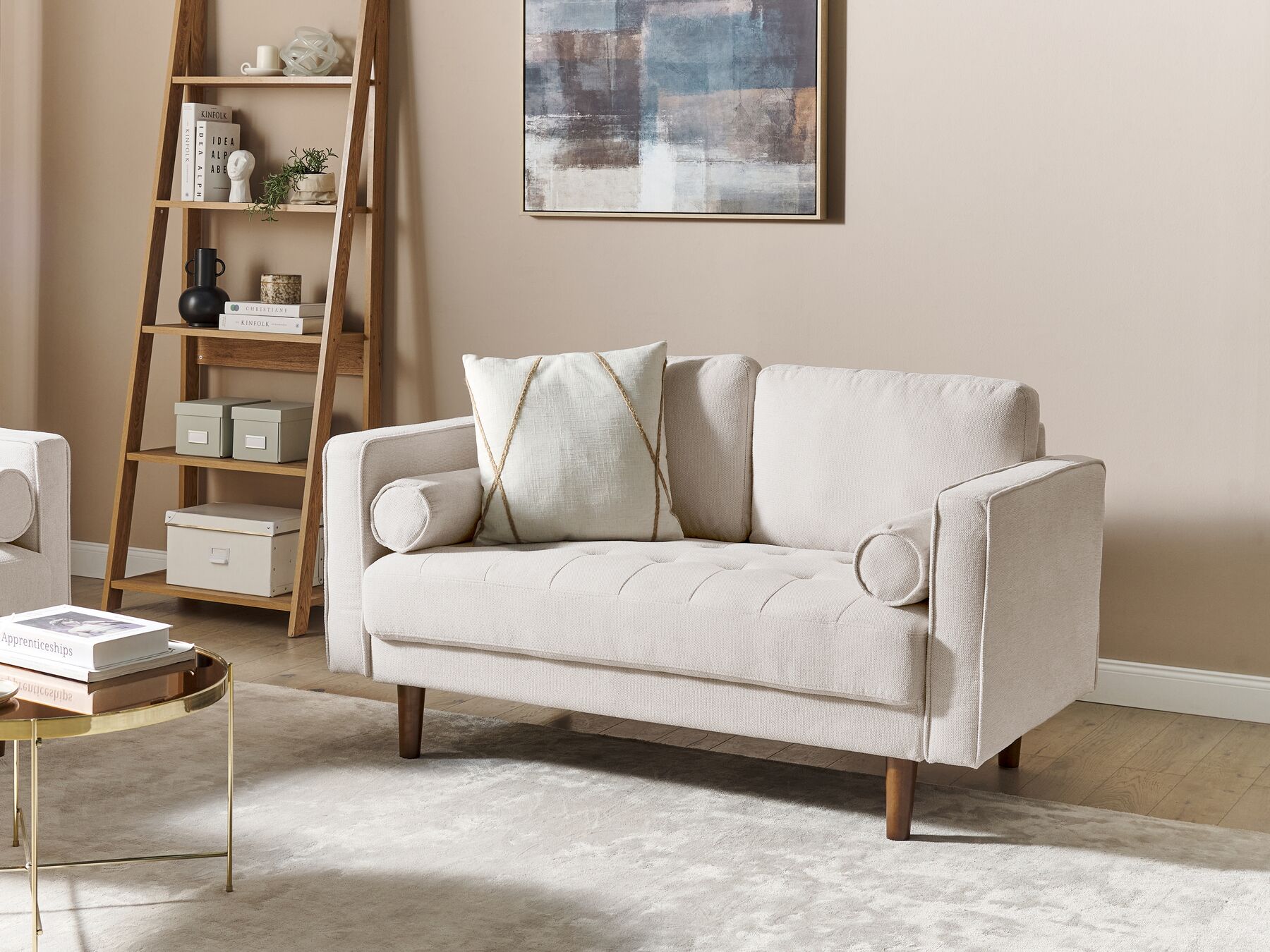 2 Seater Fabric Sofa Beige NURMO