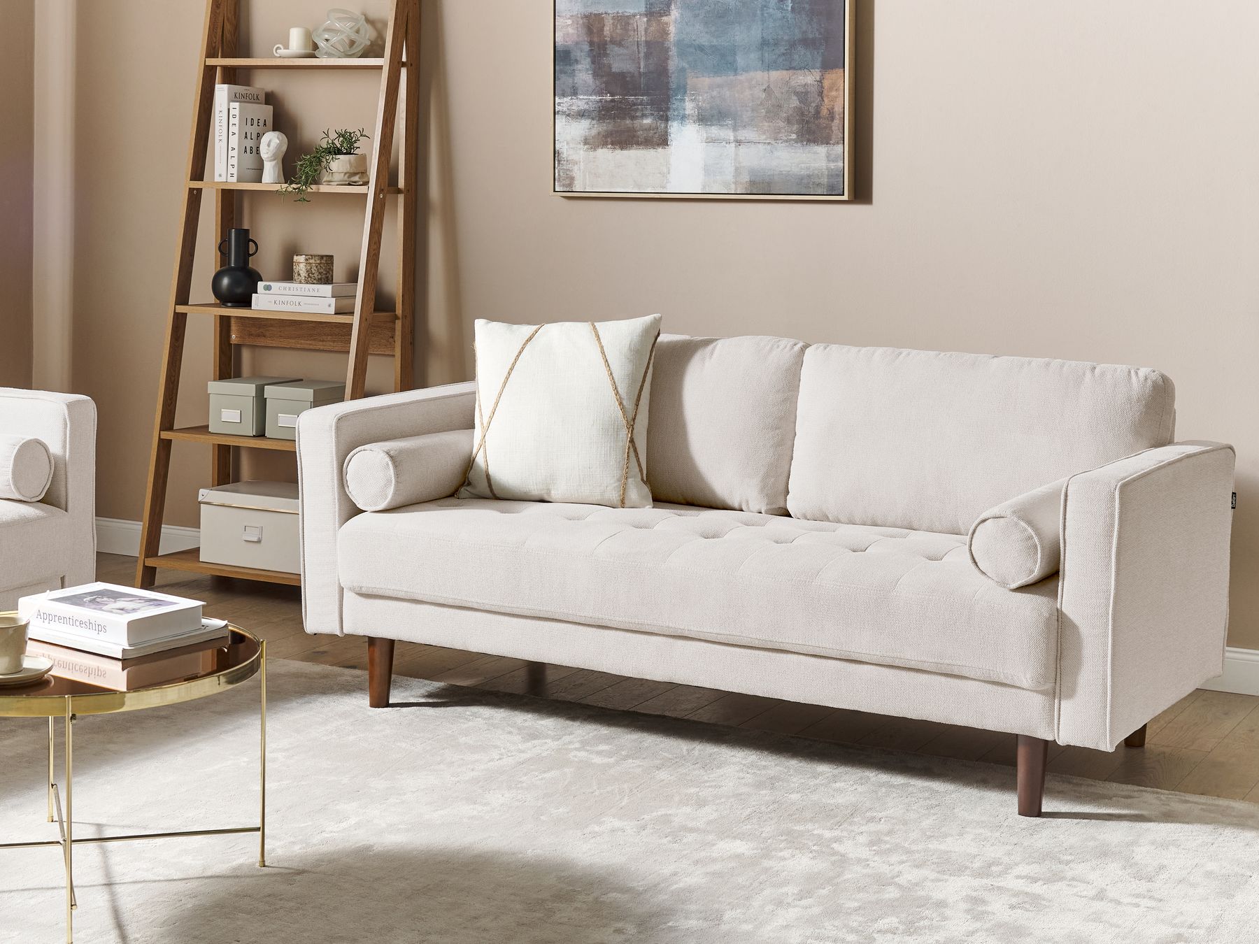 3 Seater Fabric Sofa Beige NURMO