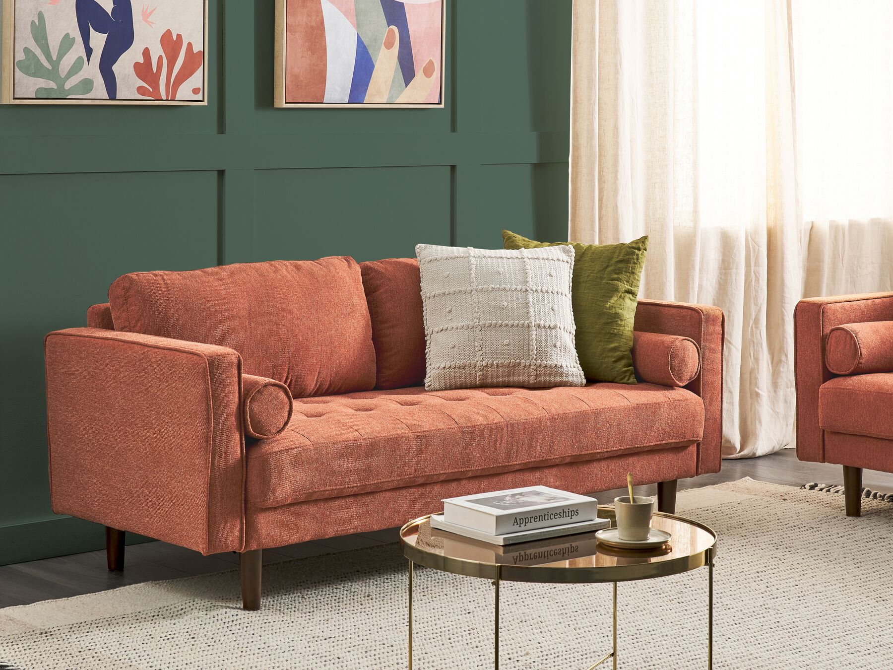 3 Seater Fabric Sofa Golden Brown NURMO