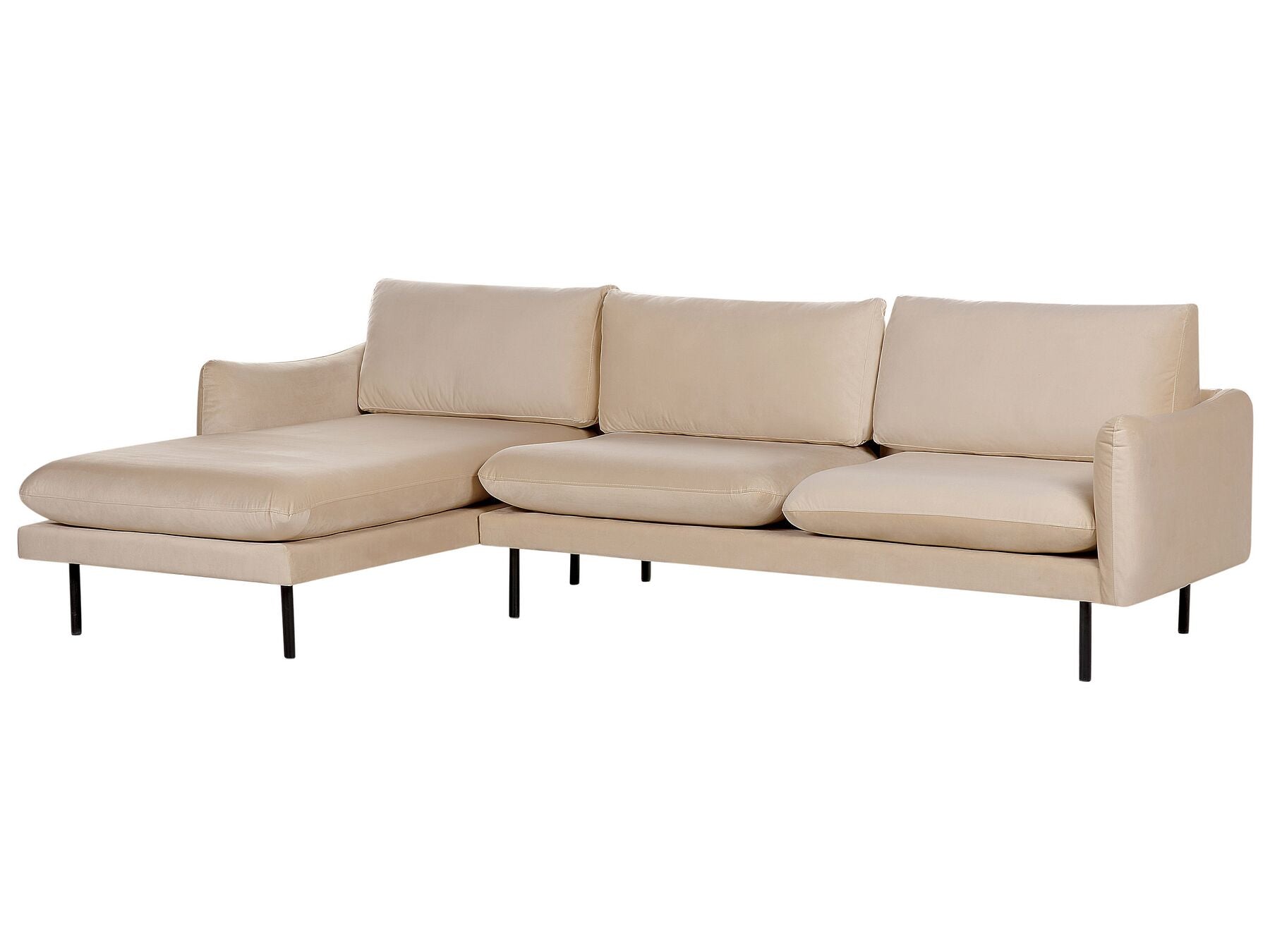 Right Hand Velvet Corner Sofa Beige VINTERBRO