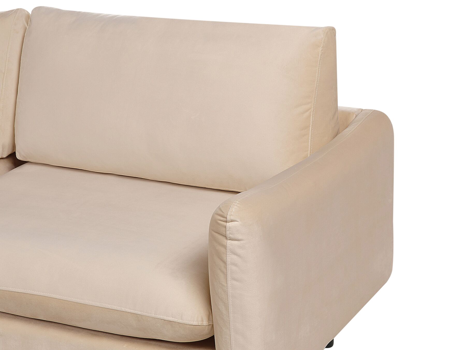 Right Hand Velvet Corner Sofa Beige VINTERBRO