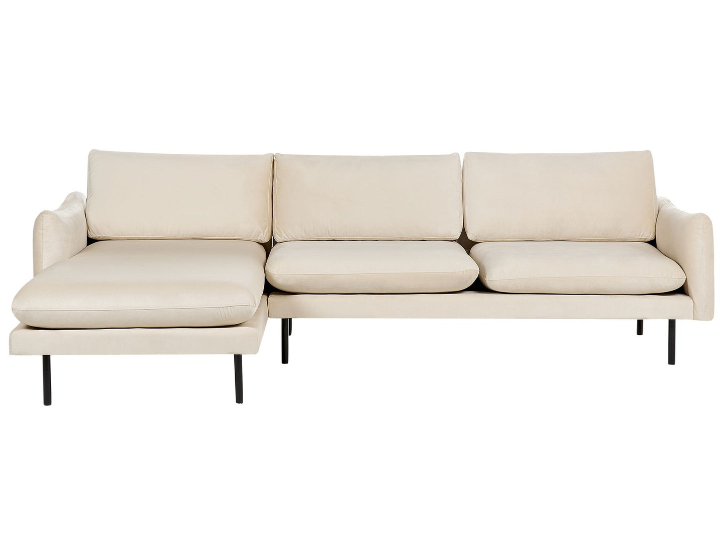 Right Hand Velvet Corner Sofa Light Beige VINTERBRO