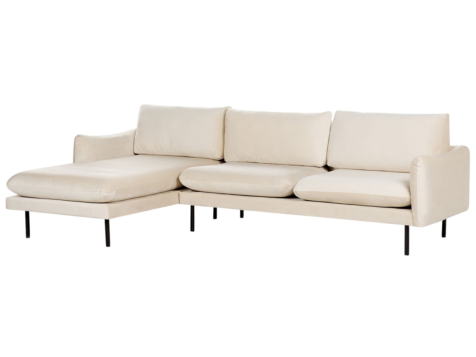 Right Hand Velvet Corner Sofa Light Beige VINTERBRO
