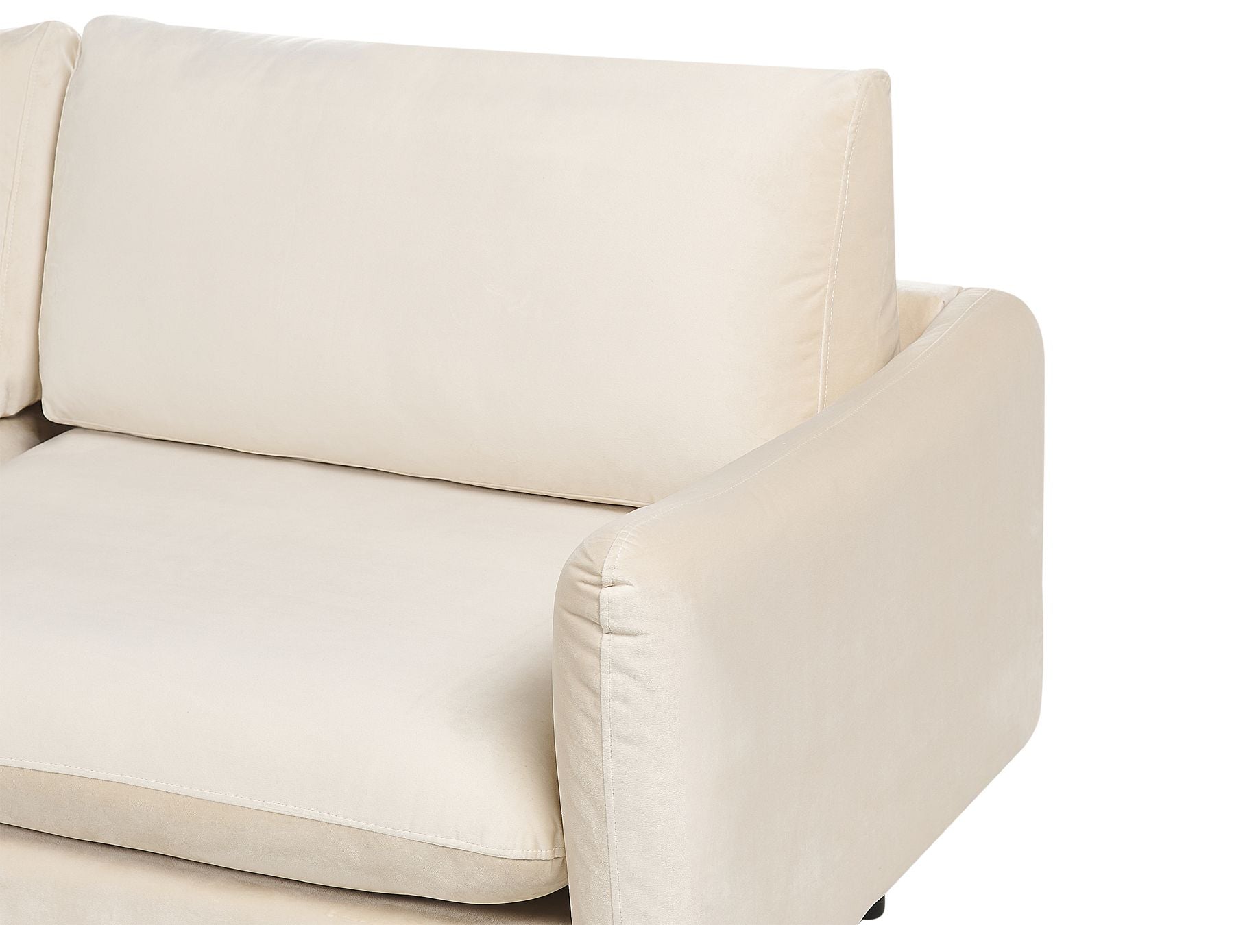 Right Hand Velvet Corner Sofa Light Beige VINTERBRO