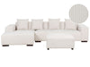 Right Hand Jumbo Cord Corner Sofa with Ottoman Off-White LUNGO