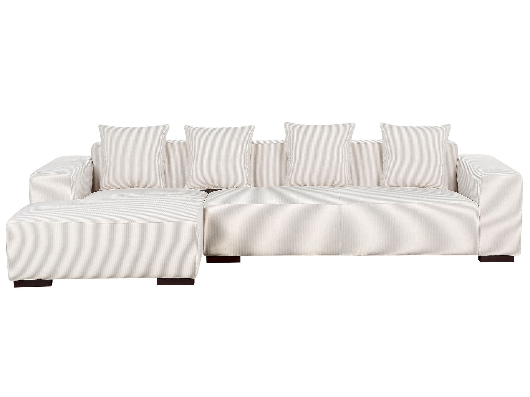 Right Hand Jumbo Cord Corner Sofa with Ottoman Off-White LUNGO