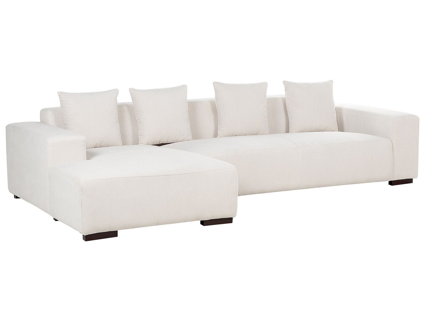 Right Hand Jumbo Cord Corner Sofa with Ottoman Off-White LUNGO