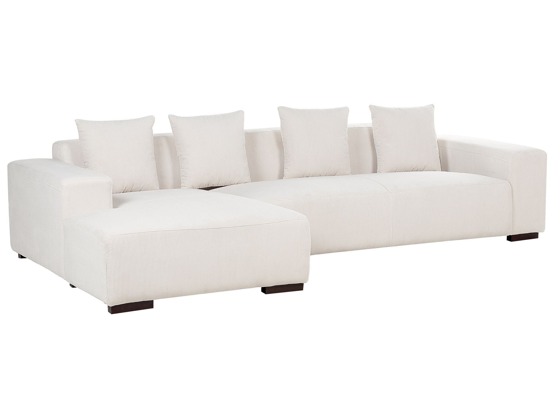 Right Hand Jumbo Cord Corner Sofa with Ottoman Off-White LUNGO