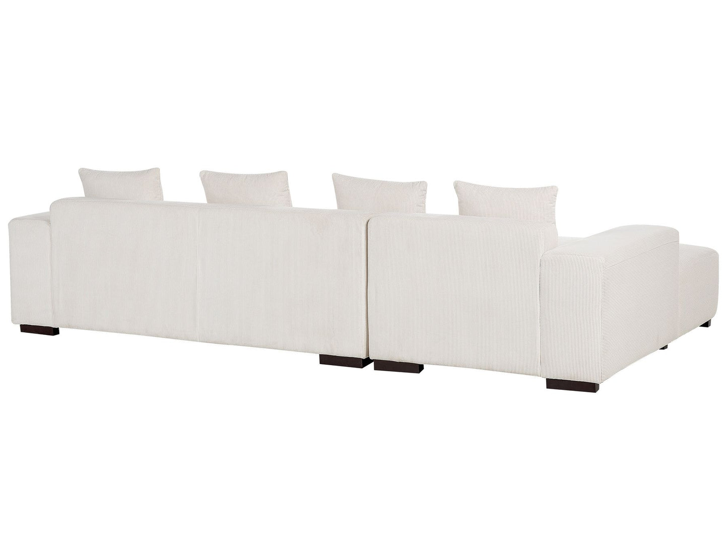 Right Hand Jumbo Cord Corner Sofa with Ottoman Off-White LUNGO