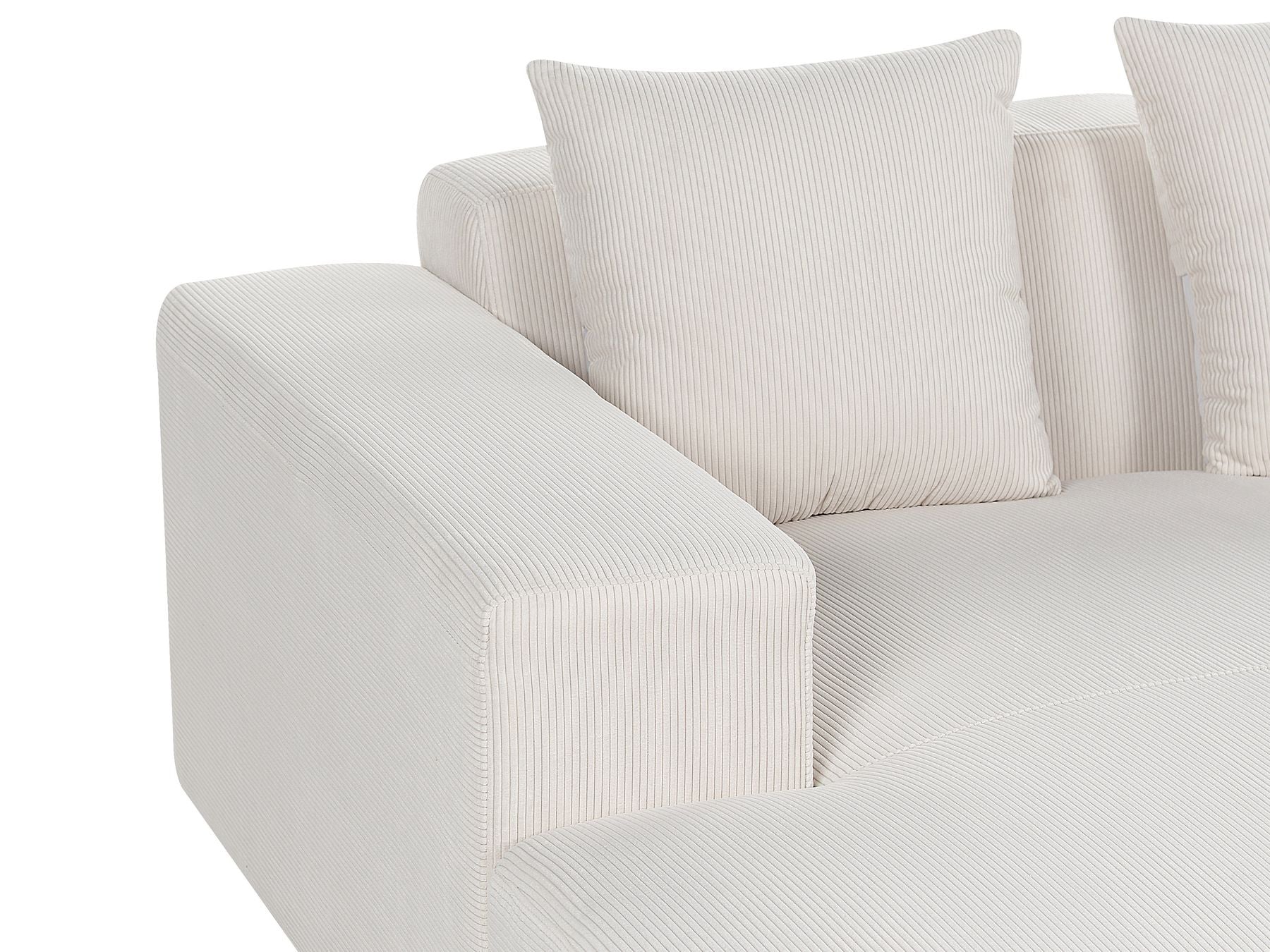 Right Hand Jumbo Cord Corner Sofa with Ottoman Off-White LUNGO