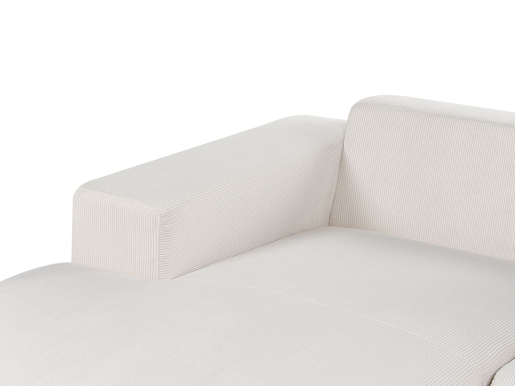 Right Hand Jumbo Cord Corner Sofa with Ottoman Off-White LUNGO