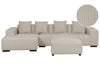 Right Hand Jumbo Cord Corner Sofa with Ottoman Beige LUNGO