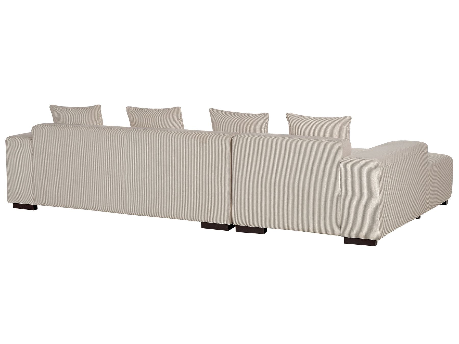 Right Hand Jumbo Cord Corner Sofa with Ottoman Beige LUNGO