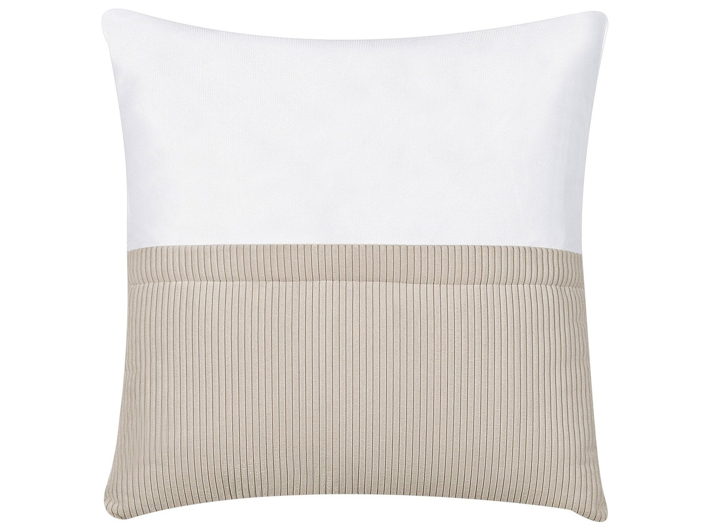 Right Hand Jumbo Cord Corner Sofa with Ottoman Beige LUNGO