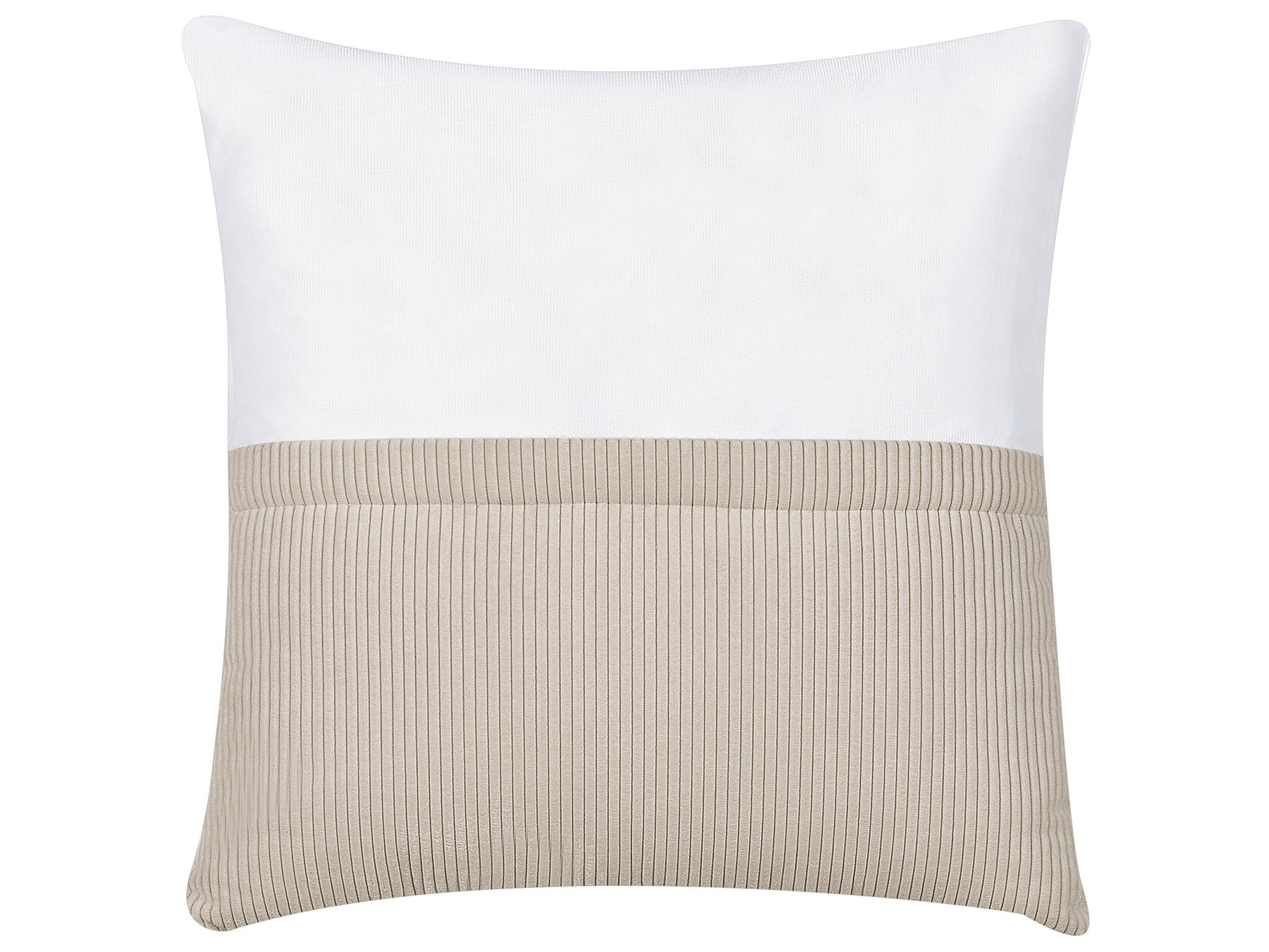 Right Hand Jumbo Cord Corner Sofa with Ottoman Beige LUNGO