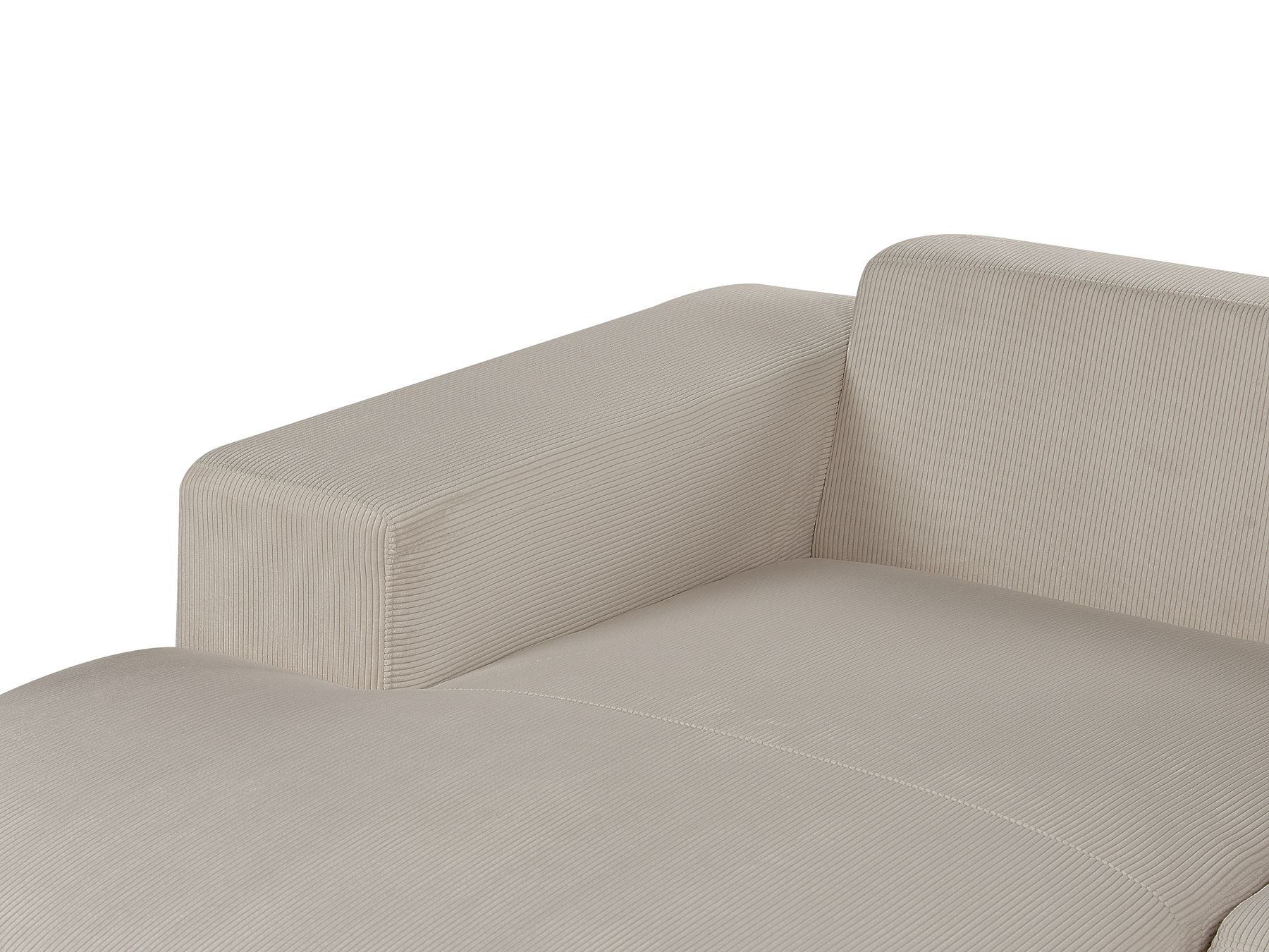 Right Hand Jumbo Cord Corner Sofa with Ottoman Beige LUNGO