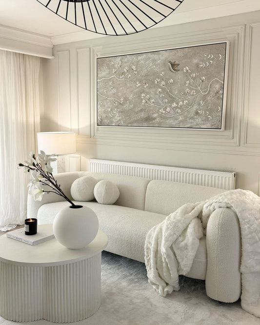 3 Seater Boucle Sofa White LEIREN