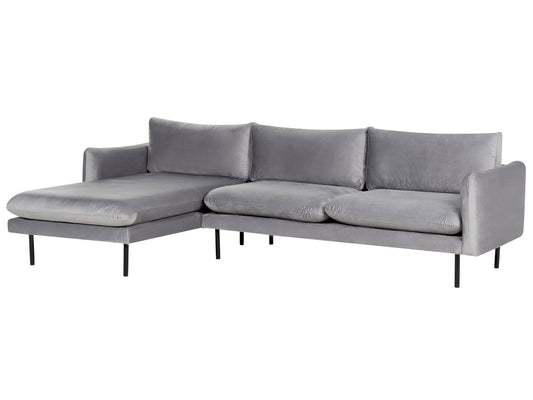 Velvet Corner Sofa Right Hand Grey VINTERBRO