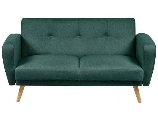 2 Seater Fabric Sofa Bed Green FLORLI
