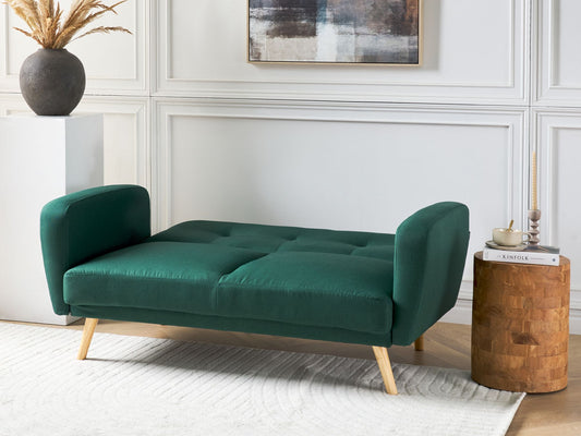 2 Seater Fabric Sofa Bed Green FLORLI