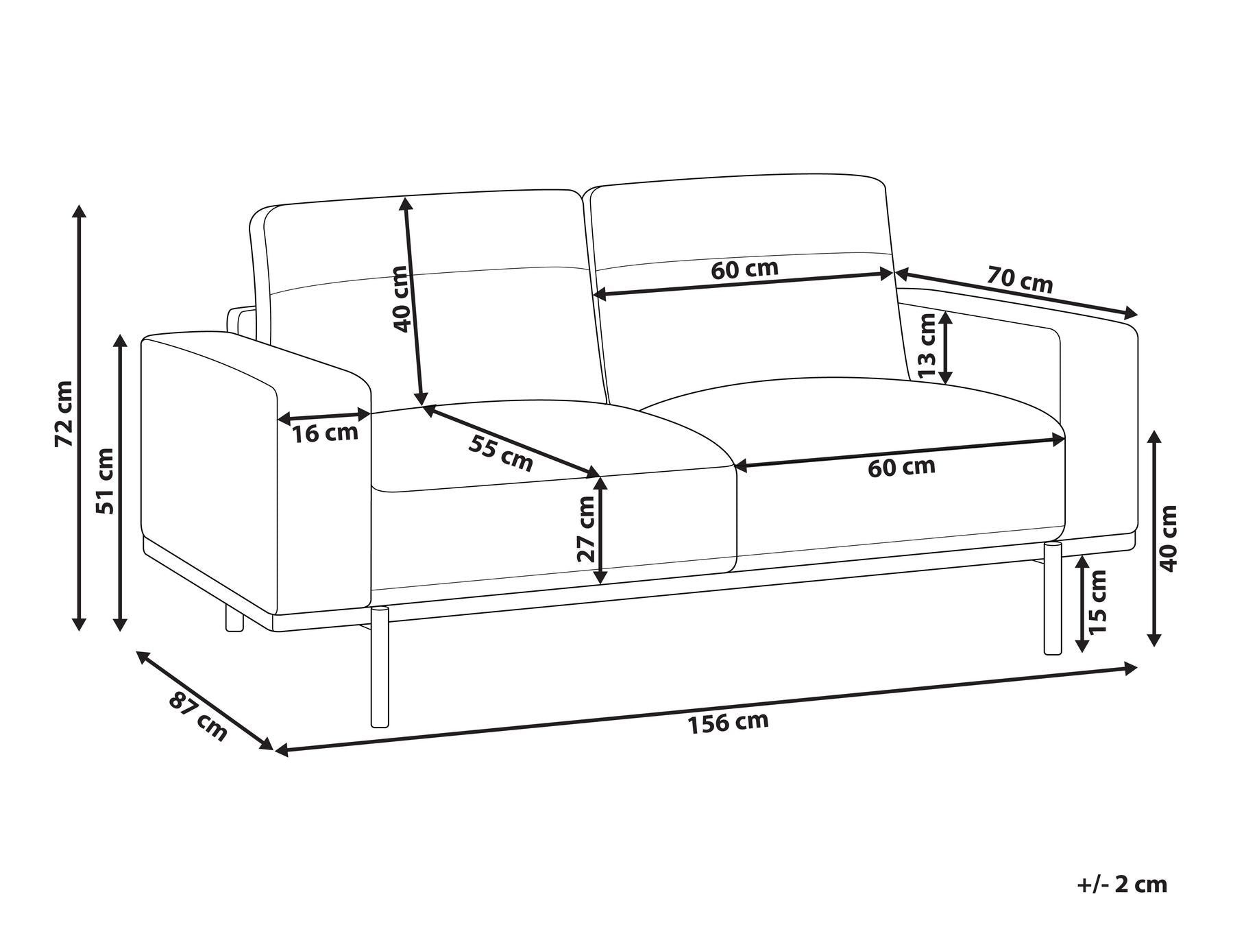2 Seater Fabric Sofa Cream Beige SOVIK