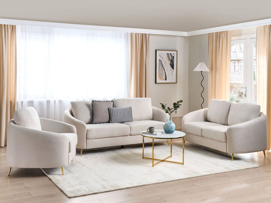 2 Seater Fabric Sofa Light Beige TROSA