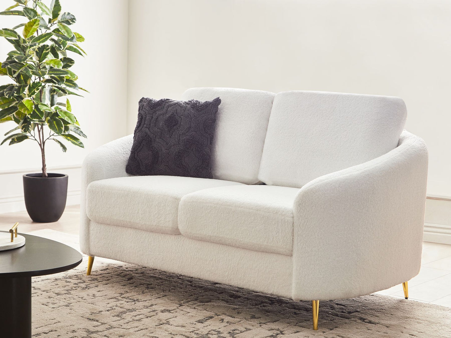 2 Seater Boucle Sofa White TROSA