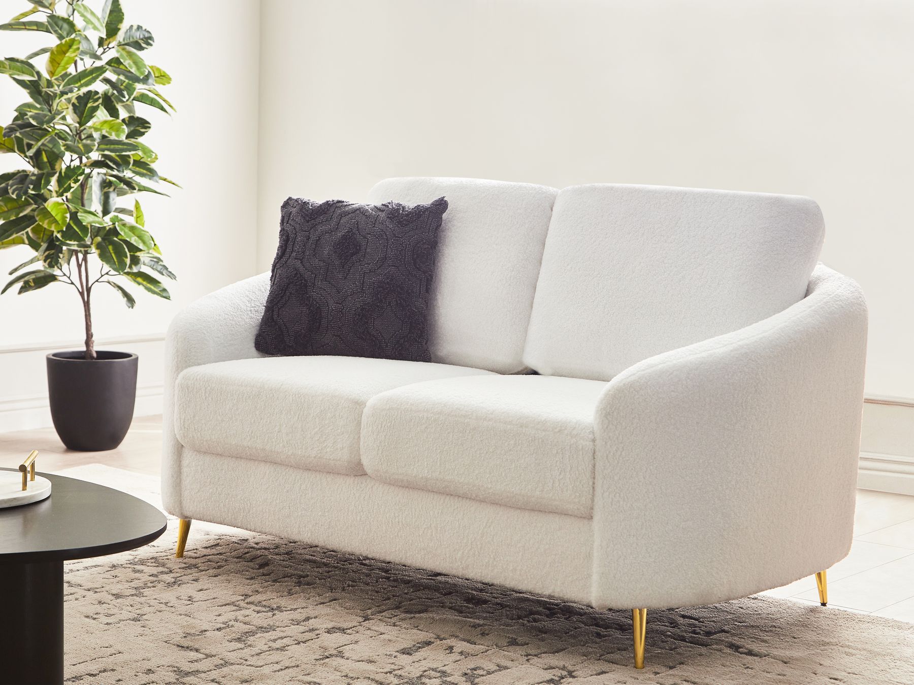 2 Seater Boucle Sofa White TROSA