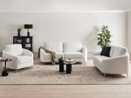 2 Seater Boucle Sofa White TROSA
