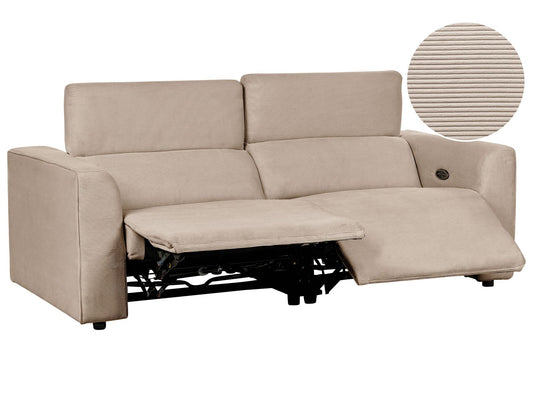 2 Seater Corduroy Electric Recliner Sofa with USB Port Sand Beige ULVEN
