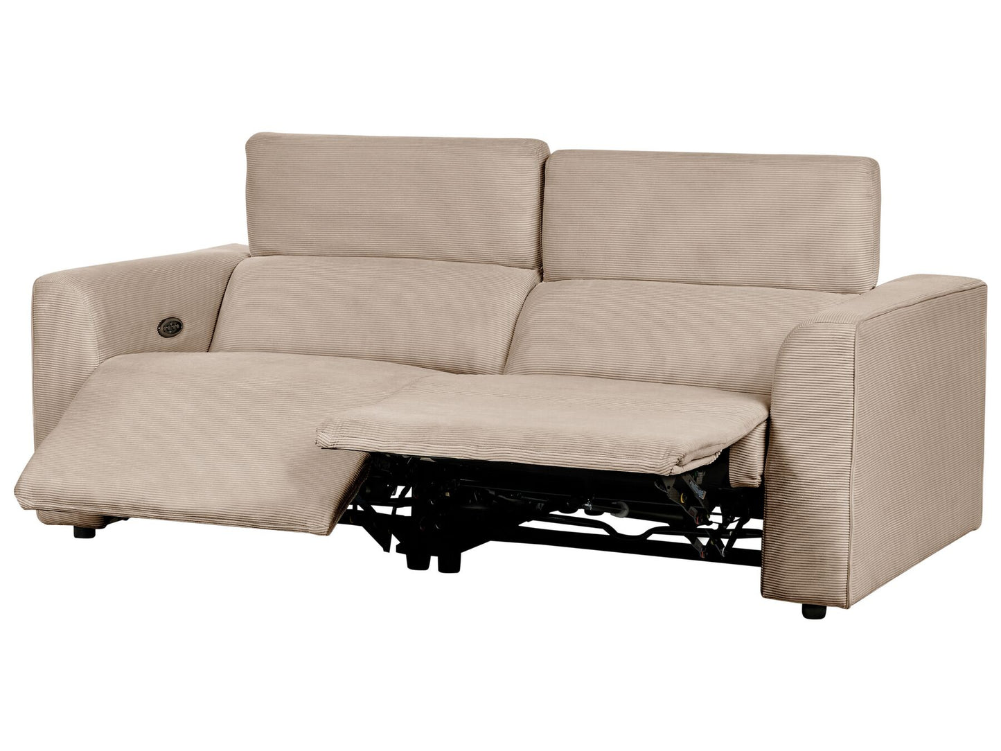 2 Seater Corduroy Electric Recliner Sofa with USB Port Sand Beige ULVEN