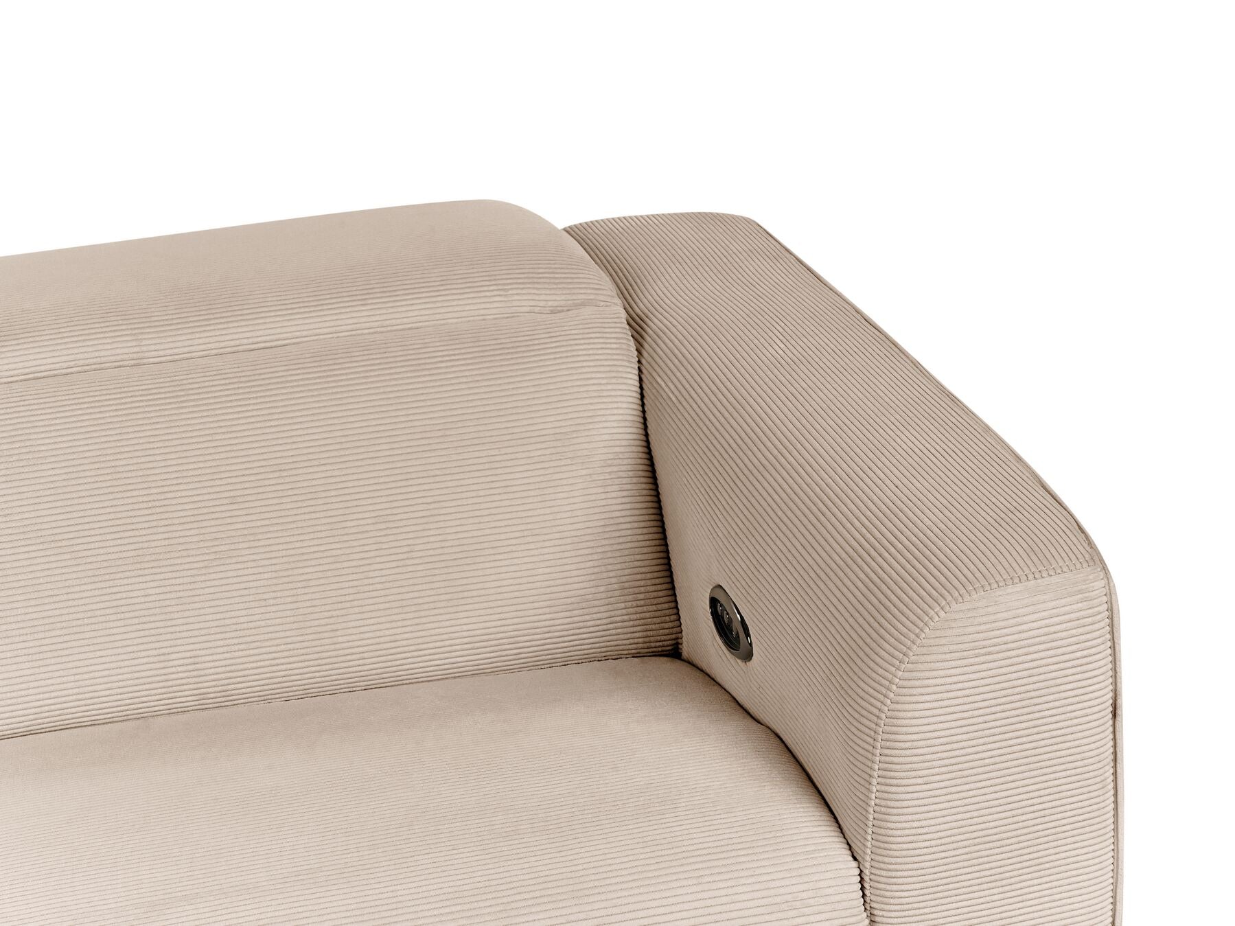 2 Seater Corduroy Electric Recliner Sofa with USB Port Sand Beige ULVEN