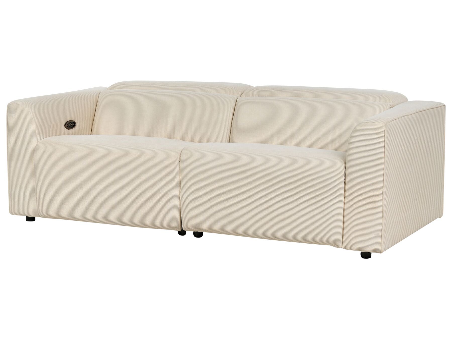 2 Seater Corduroy Electric Recliner Sofa with USB Port Beige ULVEN