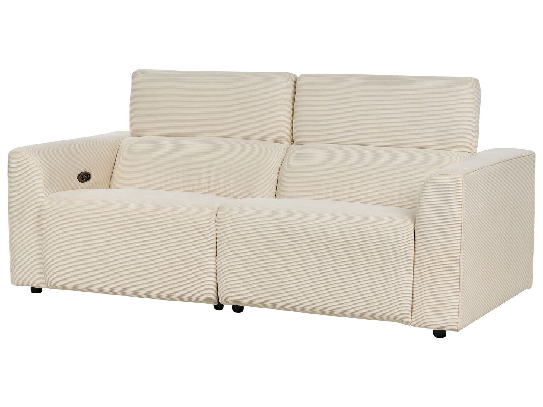 2 Seater Corduroy Electric Recliner Sofa with USB Port Beige ULVEN