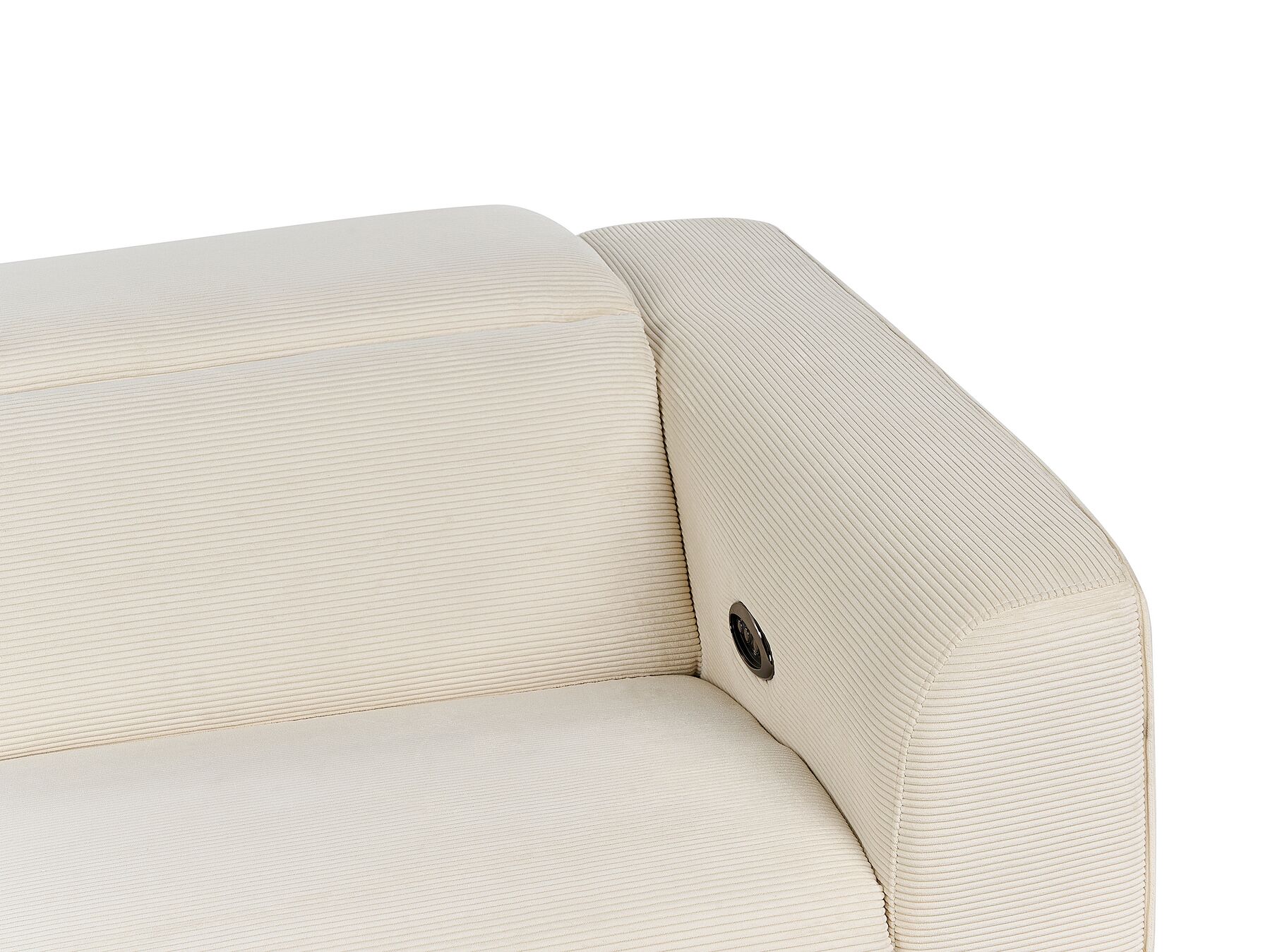 2 Seater Corduroy Electric Recliner Sofa with USB Port Beige ULVEN