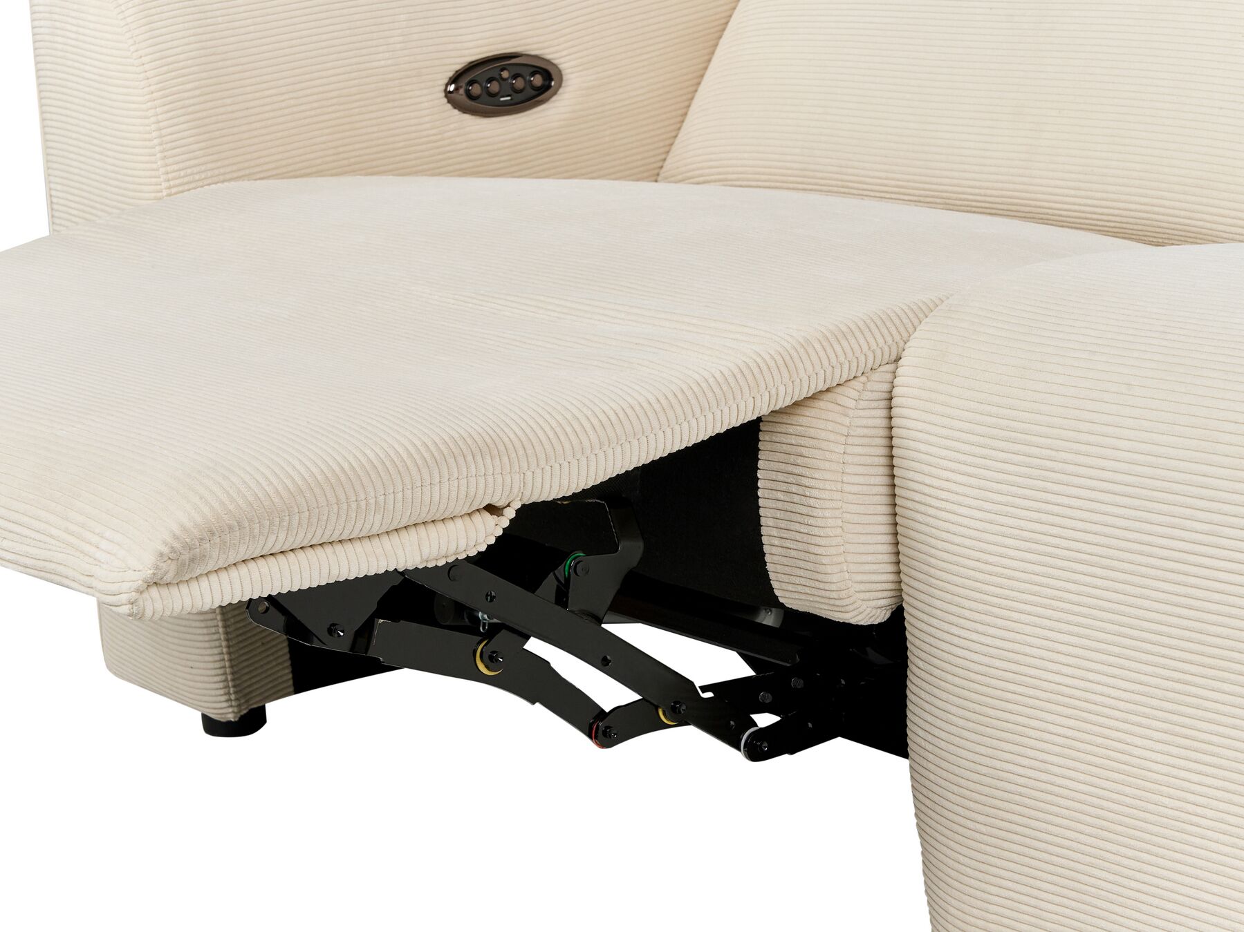 2 Seater Corduroy Electric Recliner Sofa with USB Port Beige ULVEN