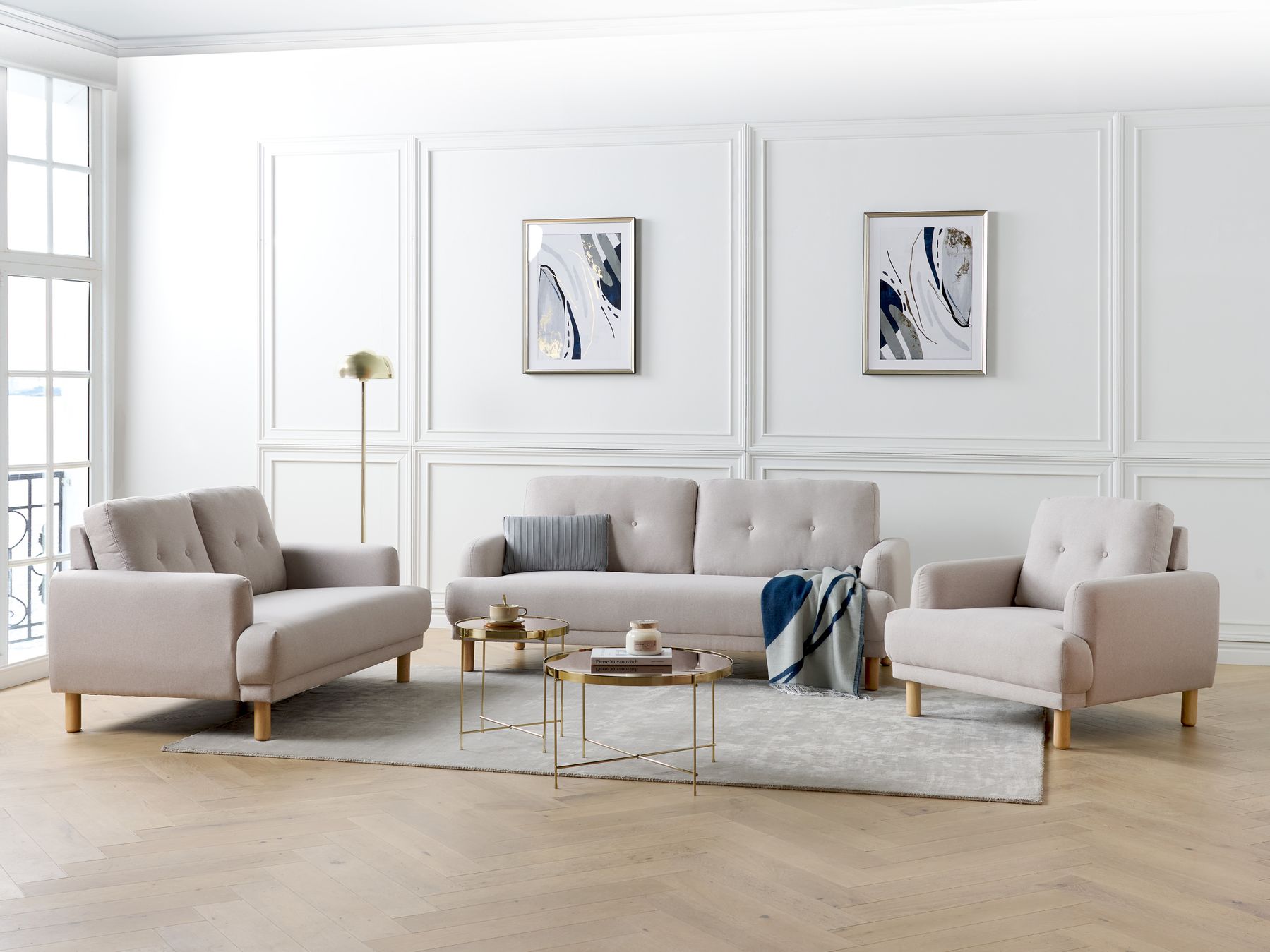 2 Seater Fabric Sofa Taupe TUVE
