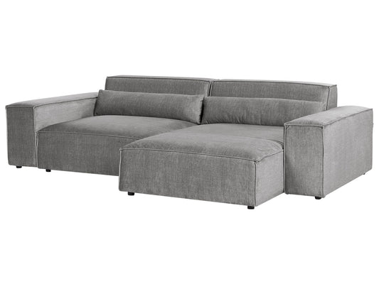 Left Hand 2 Seater Modular Fabric Corner Sofa Grey HELLNAR
