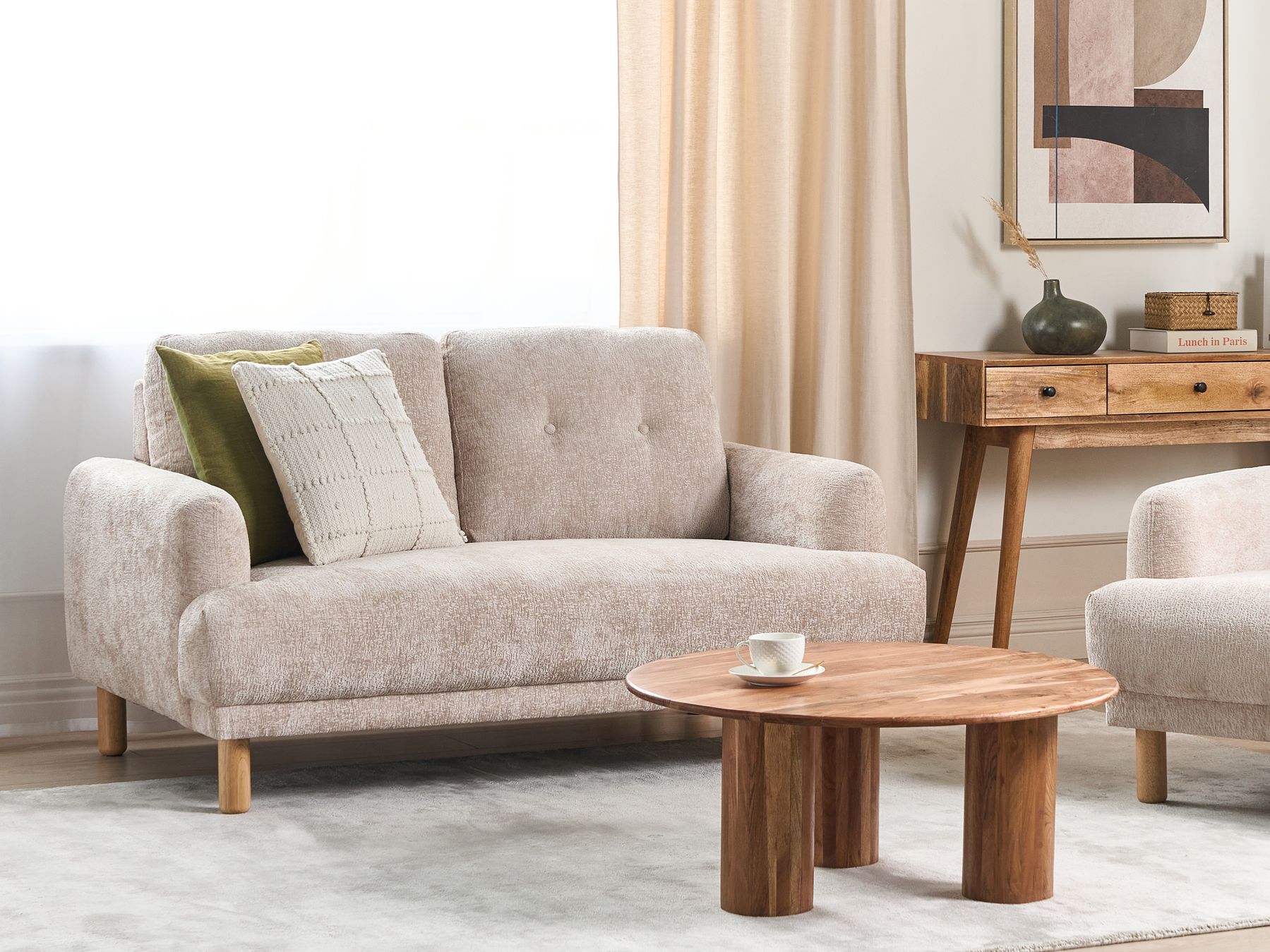 2 Seater Boucle Sofa Beige TUVE